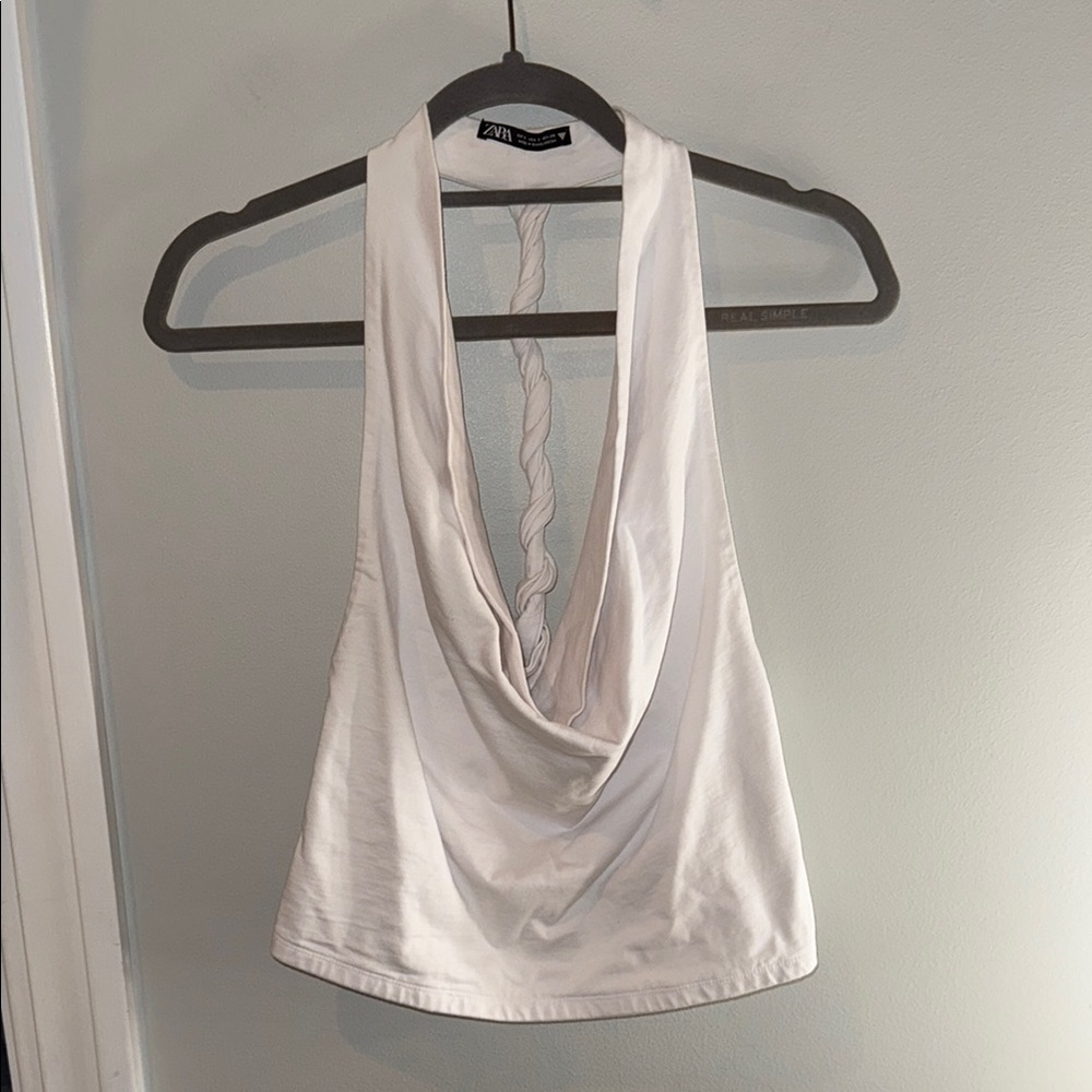 Zara Cream Draped Halter Top